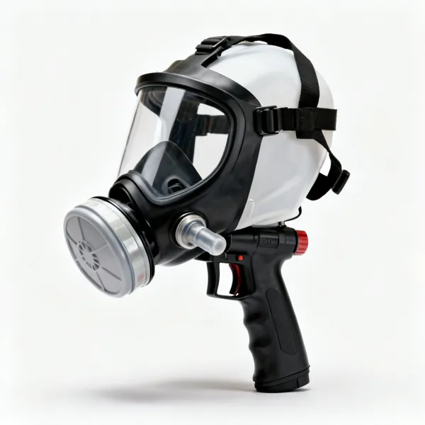 Air fed respirator: An air fed spray painting respirator hood