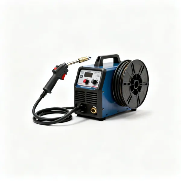 A MIG welder with a torch and reel