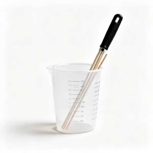 Mixing cups & sticks: Graduated paint mixing cups and stirring sticks