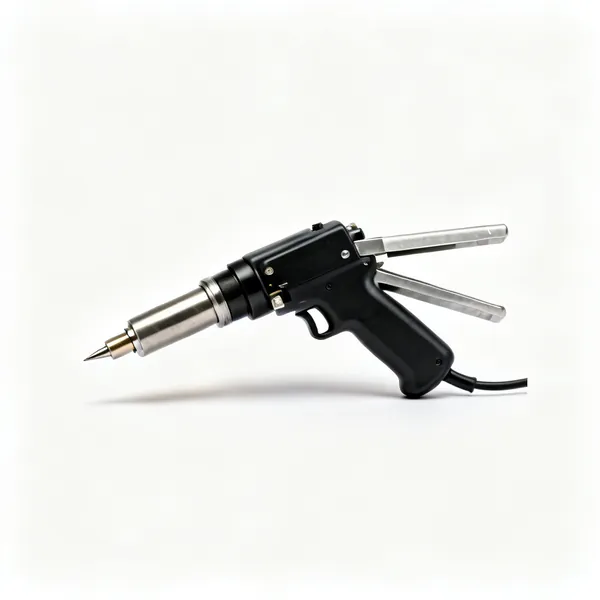 A handheld spot welder with arms