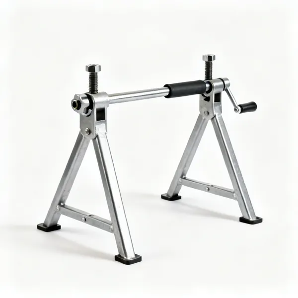 A pair of steel axle stands with ratchet posts