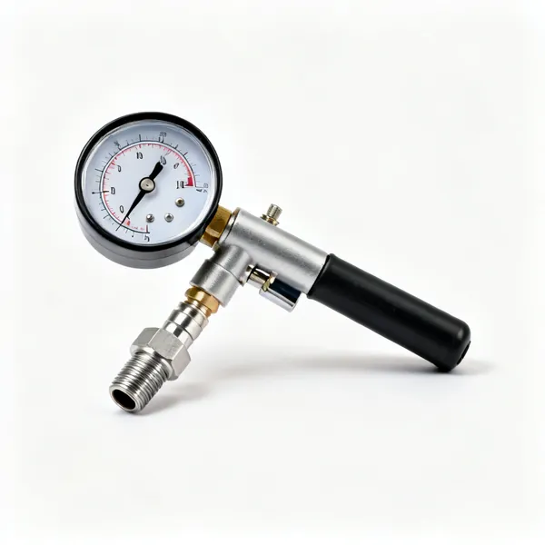 A compression tester gauge with a threaded hose adaptor