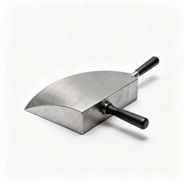 A curved steel panel beating dolly block