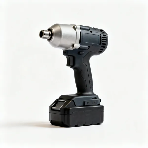 A cordless impact wrench with a square drive and battery