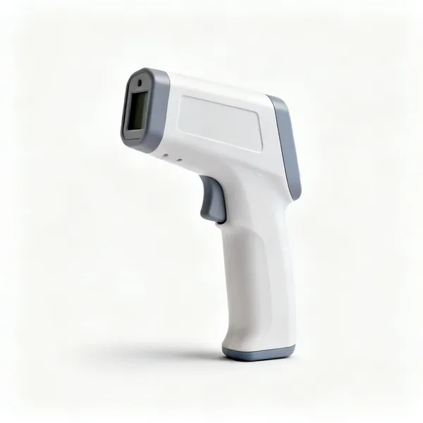 A handheld infrared thermometer gun