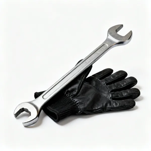 A pair of black mechanic's gloves