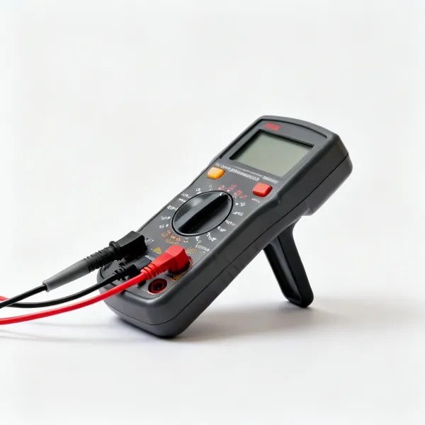 A digital multimeter with test leads
