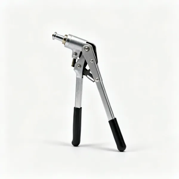 A hand pop rivet gun with long handles