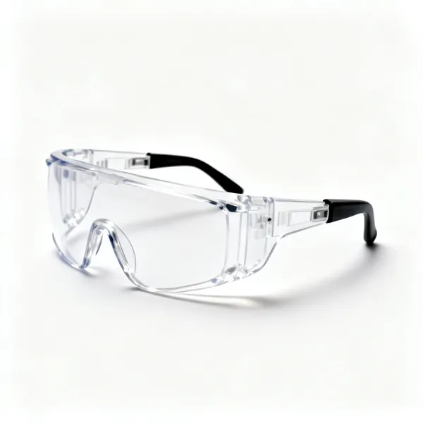 A pair of clear safety glasses with side shields