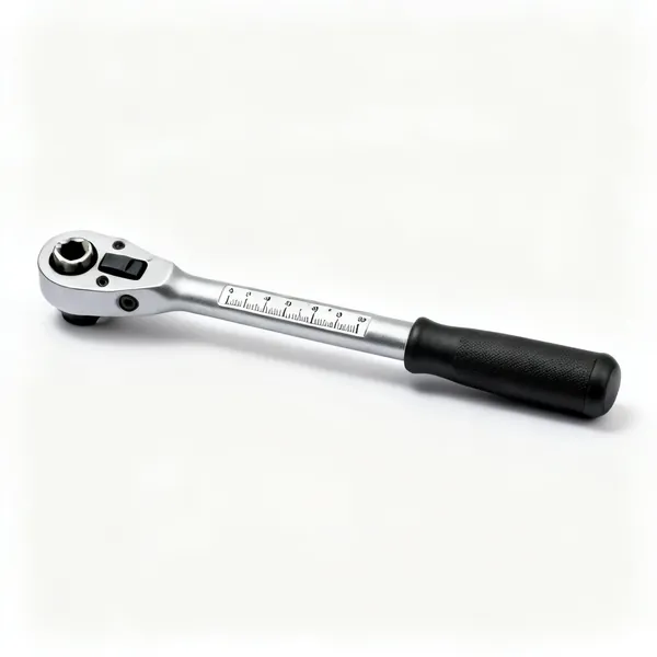A click type torque wrench with a scale on the handle