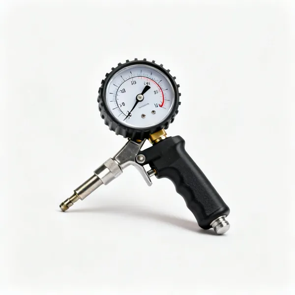 A dial tyre pressure gauge with a chuck