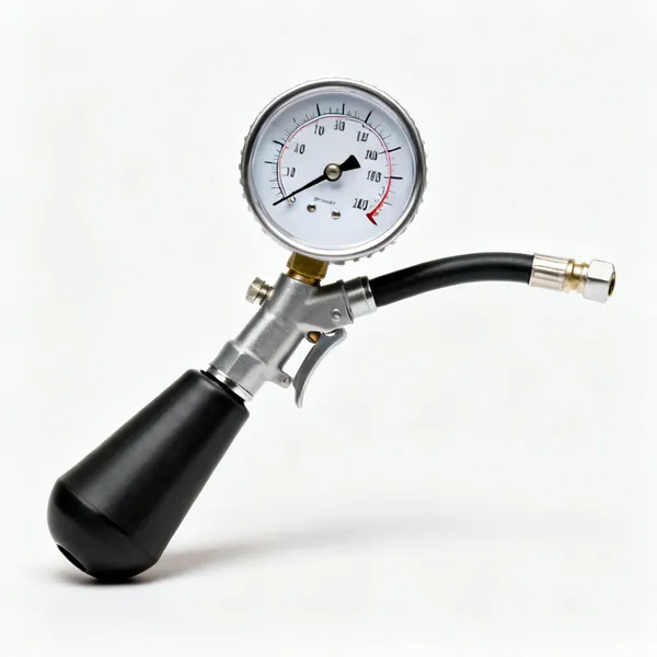 An engine vacuum gauge with a hose and dial