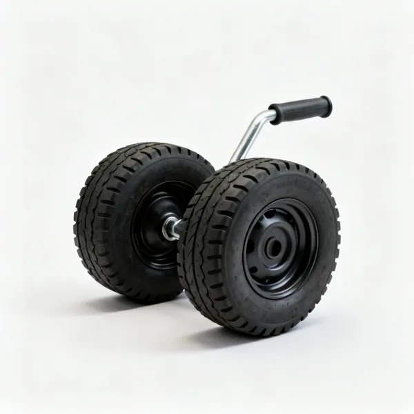 A pair of rubber wheel chocks