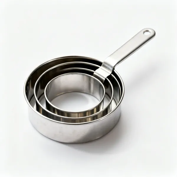A nesting set of round metal biscuit cutters