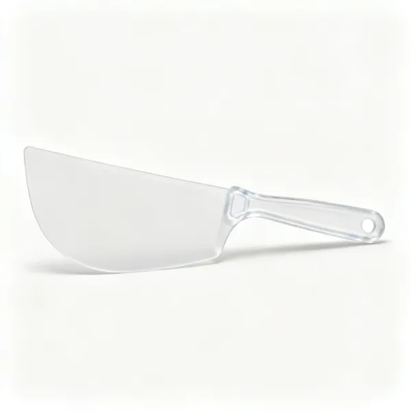 A flexible plastic bowl scraper