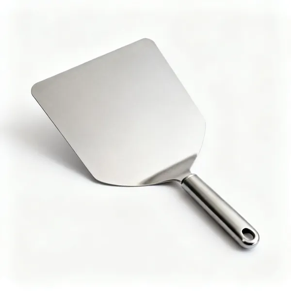 A wide flat metal cake lifter disc