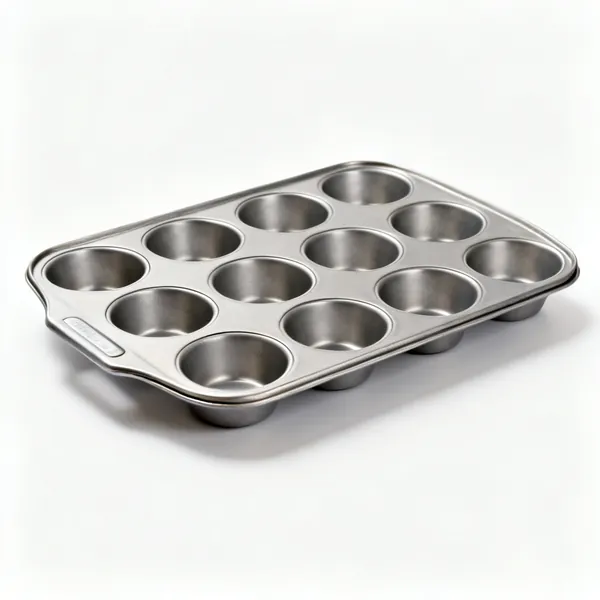 Muffin tray: A twelve hole metal muffin baking tray