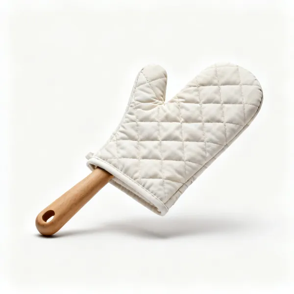 A pair of quilted oven gloves
