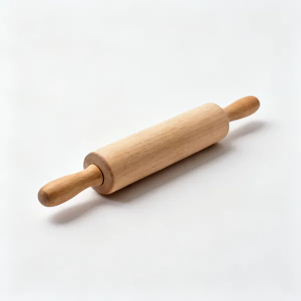 A wooden rolling pin