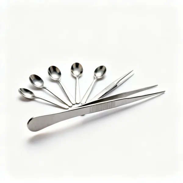 A set of small decorating spoons and tweezers