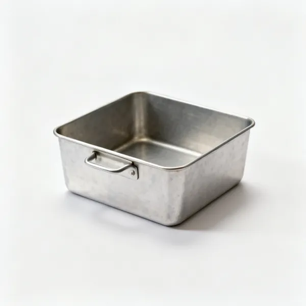 Square tin: A square metal baking tin