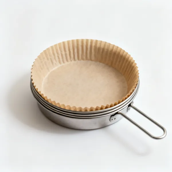 A stack of round parchment cake tin liners
