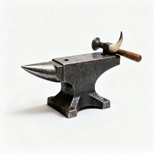 A steel blacksmith anvil with a horn