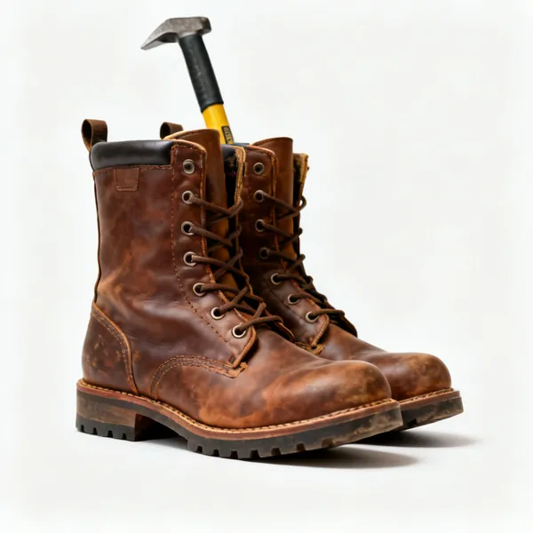 Leather boots: A pair of leather safety boots