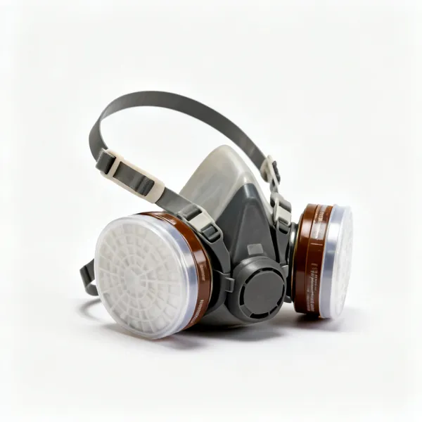 A respirator mask with cartridges