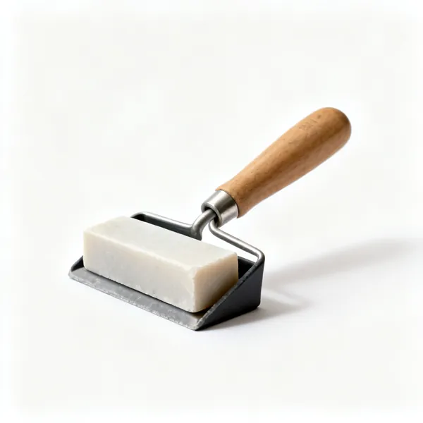 A flat soapstone marker in a holder