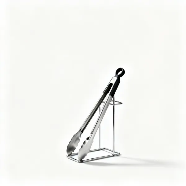 Tong rack: A steel tong storage rack with tongs