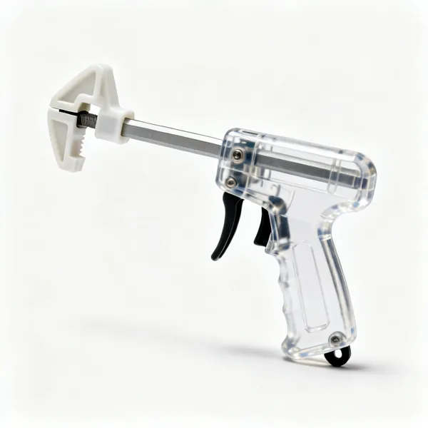 Trigger clamps: A one handed trigger bar clamp with a pistol grip trigger and plastic jaws
