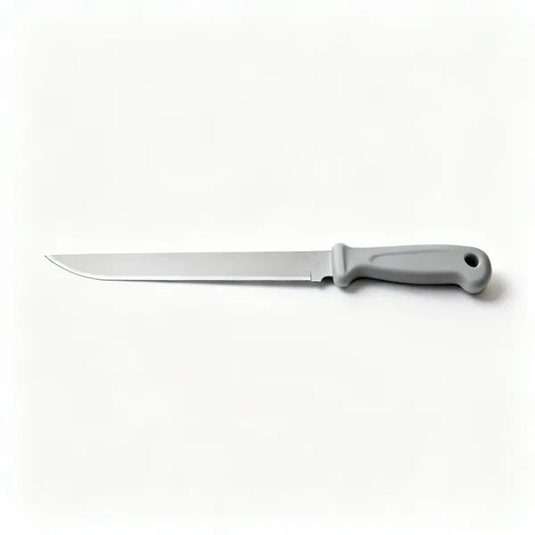 A long bladed insulation knife with a straight narrow blade and a moulded handle