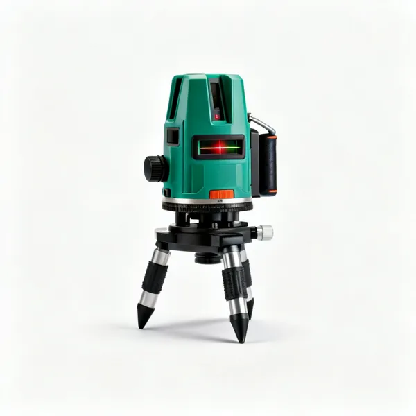 A self levelling cross line laser level on a small tripod