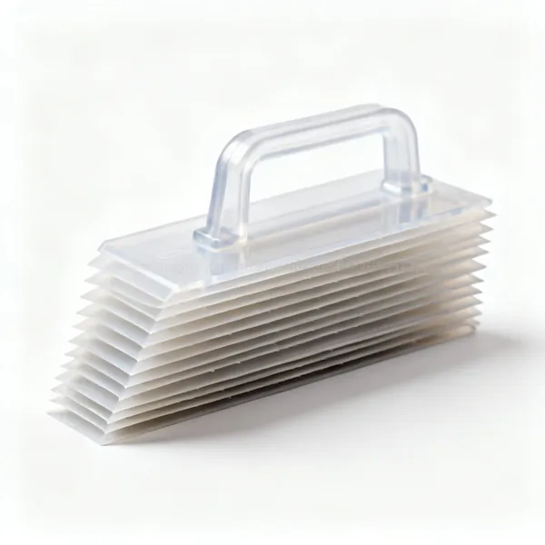 A stack of plastic tapered packing shims