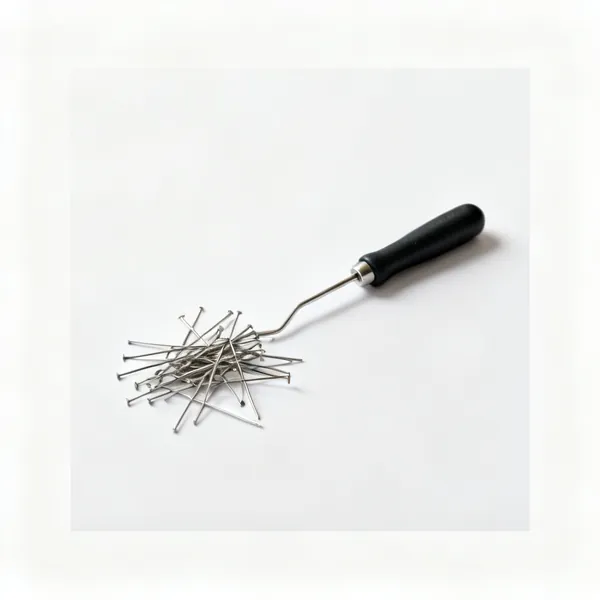 Flexible points: A small pile of thin flexible metal picture framing points