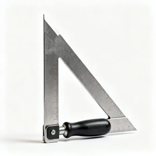 Engineer's set square: An engineers try square with a thick steel stock and precision ground blade