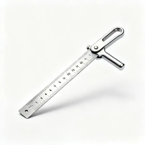 Steel rule: A stainless steel engineers rule with etched millimetre graduations