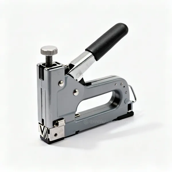 A manual foot operated underpinner machine with a clamping head and a V nail magazine