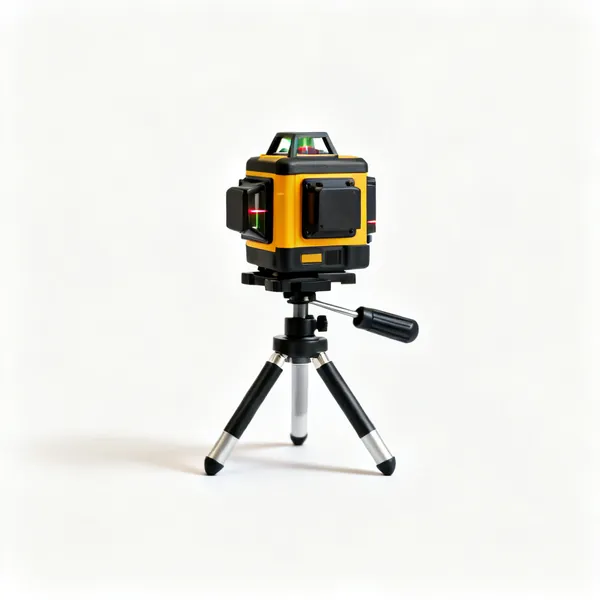A self levelling cross line laser level on a small tripod