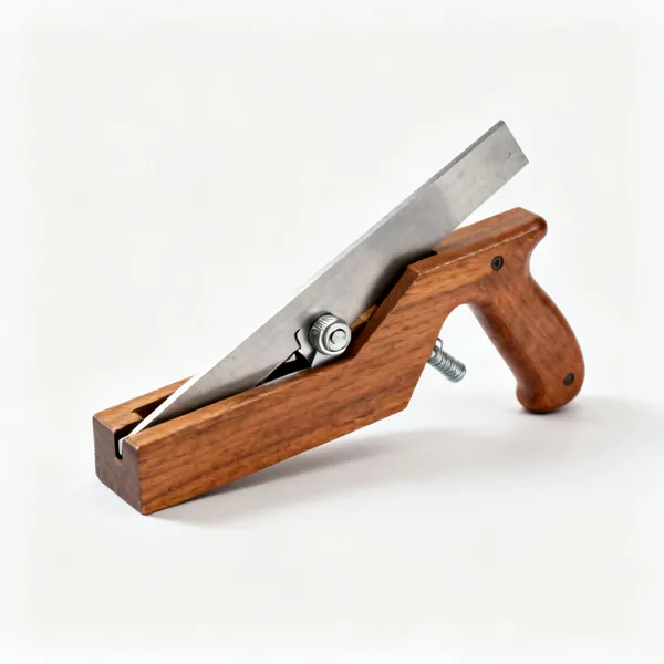 A sliding bevel gauge with a wooden stock and a pivoting steel blade with a locking screw