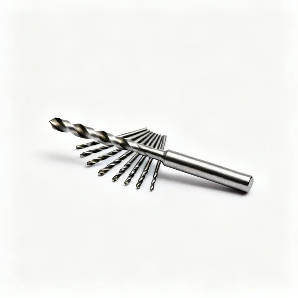 A set of small high speed steel twist drill bits of graduated sizes