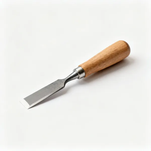 Small bevel edge chisel: A small bevel edge wood chisel with a short flat blade and a wooden handle