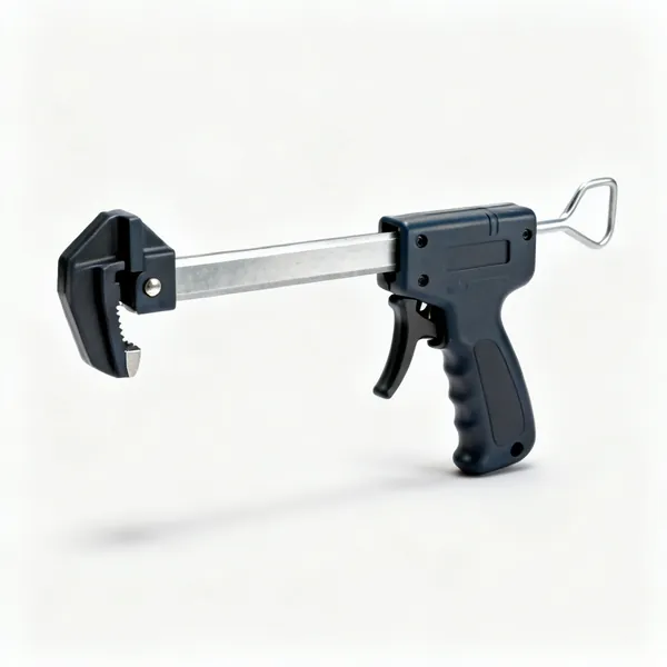 Trigger clamp: A one handed trigger bar clamp with a pistol grip trigger, steel bar and plastic jaws