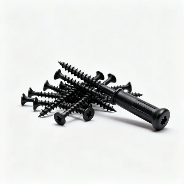 A handful of black fine thread drywall screws