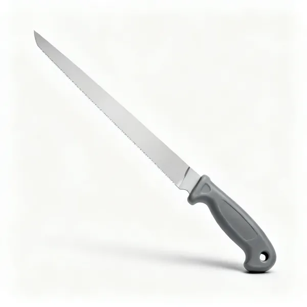 A long bladed insulation knife with a straight narrow blade and a moulded handle