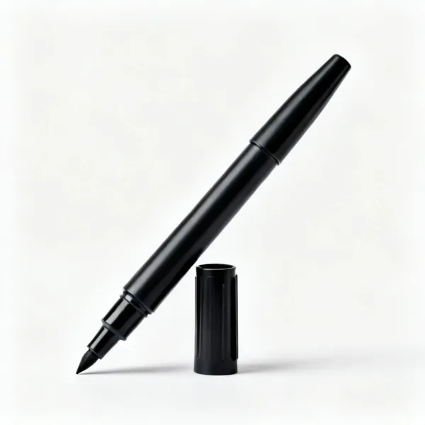 A black permanent marker pen with the cap off