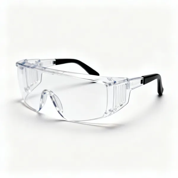 A pair of clear lens safety glasses with side shields