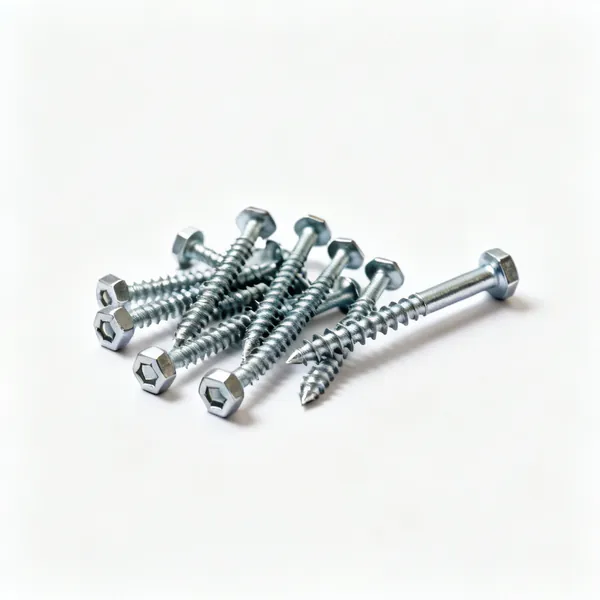 Self drilling screws: A handful of small self drilling steel framing screws with hex heads