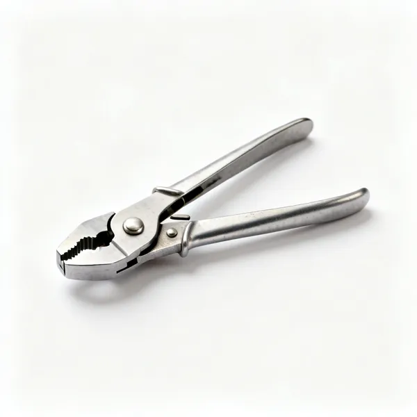 Stud crimper: A hand held metal stud crimping tool with two long handles and a punch head